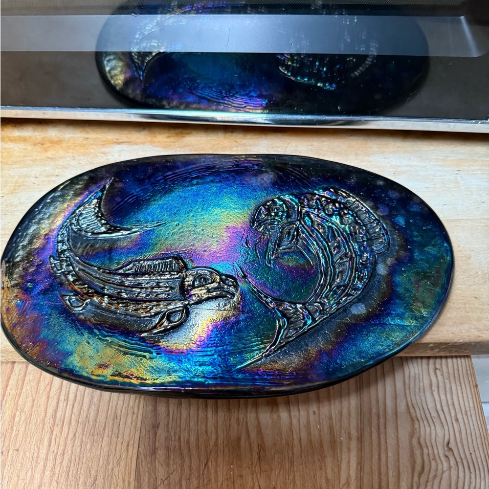 Original Mount Saint Helen’s Ash plate depicting salmon